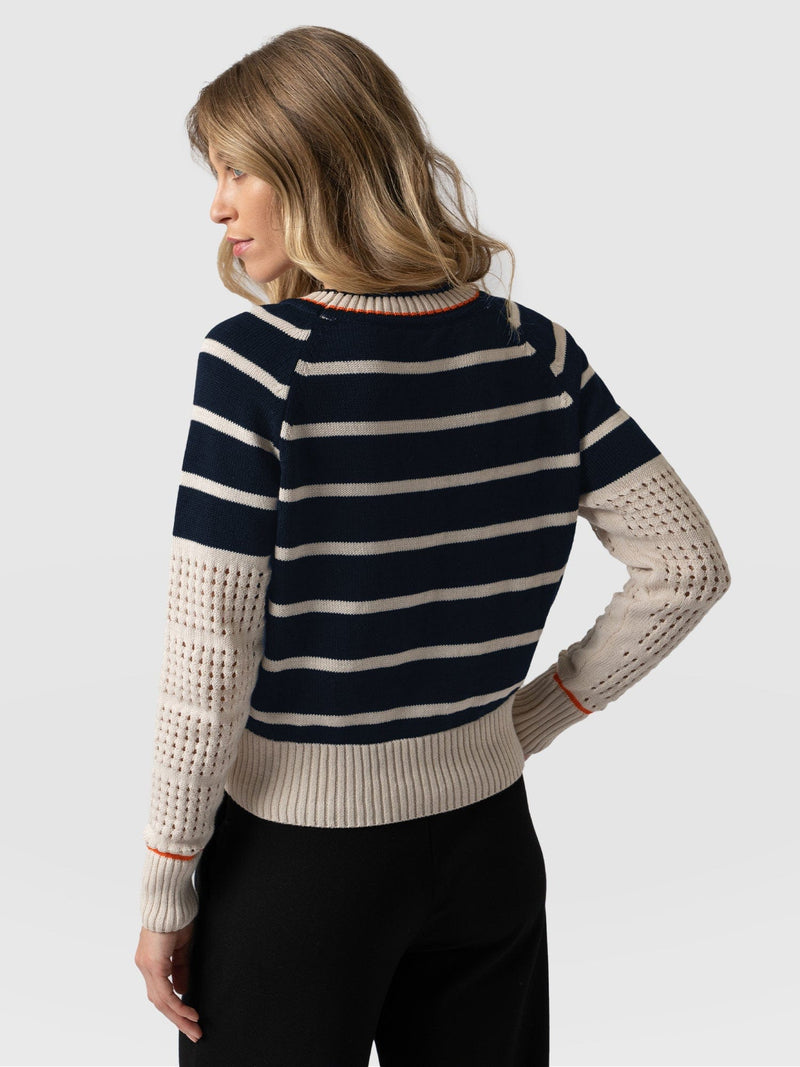 Cambridge Sweater Cream & Navy - Women's Sweaters | Saint + Sofia® USA
