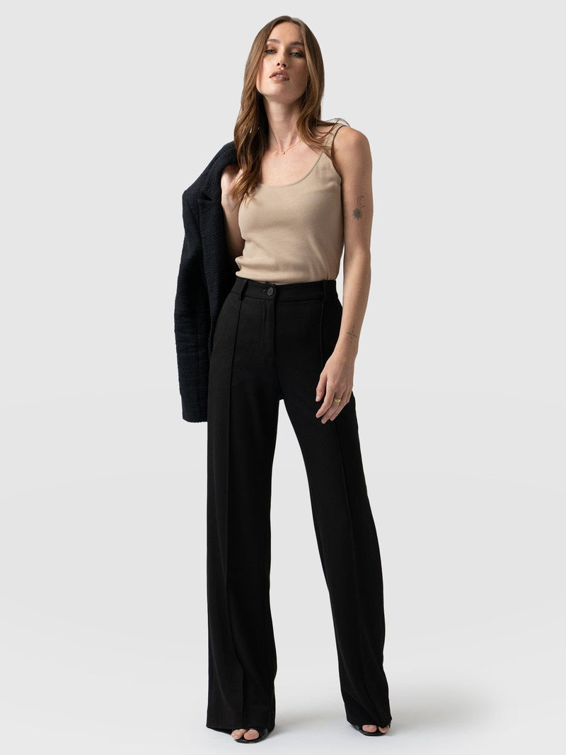 Cambridge Tailored Wide Leg Pant Black - Women's Pants | Saint + Sofia® USA