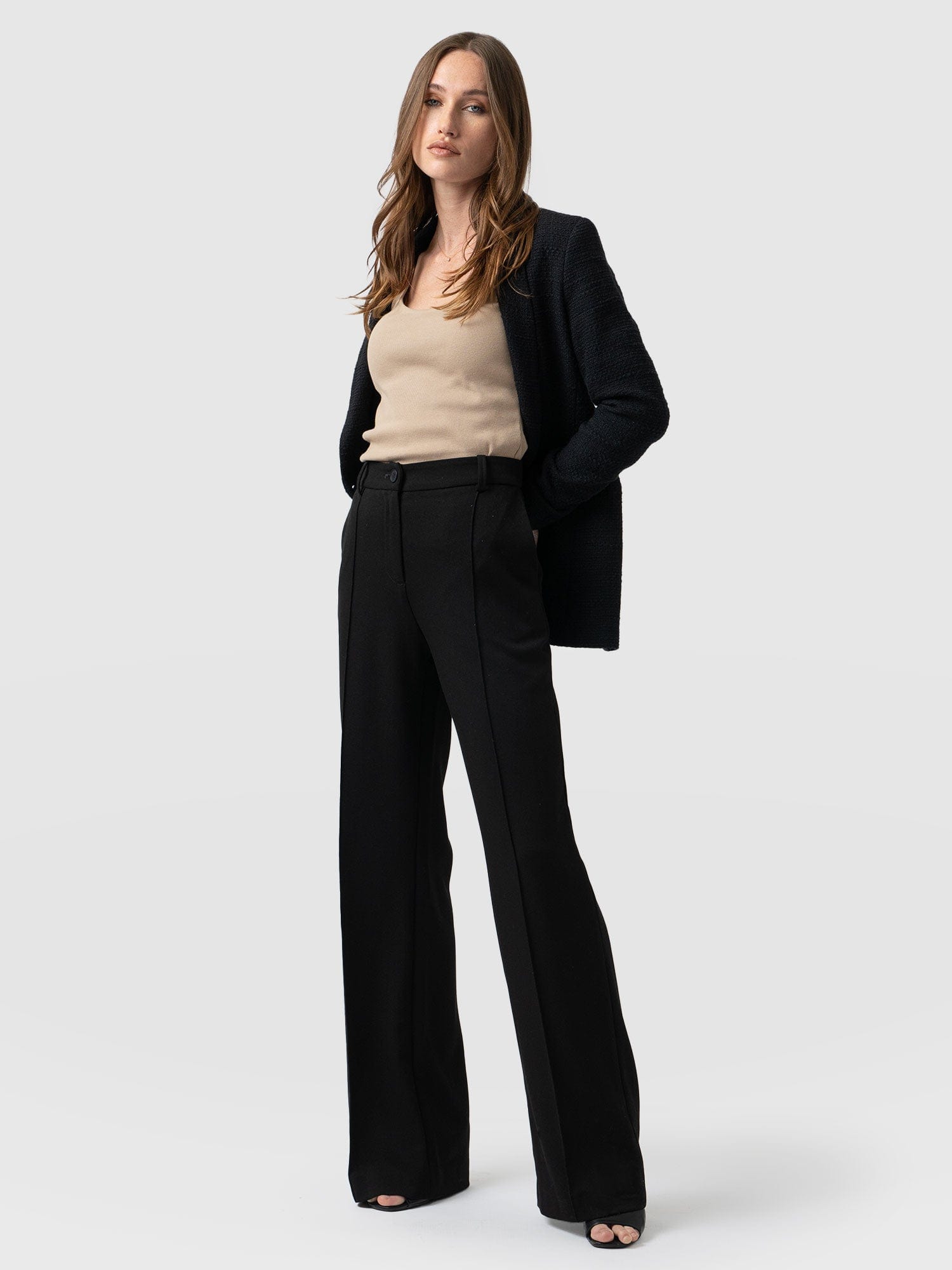 Cambridge Tailored Wide Leg Pant Black - Women's Pants | Saint + Sofia® USA