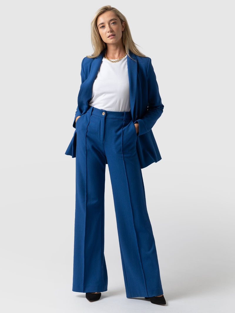Cambridge Tailored Wide Leg Pant Sapphire Blue - Women's Pants | Saint + Sofia® USA