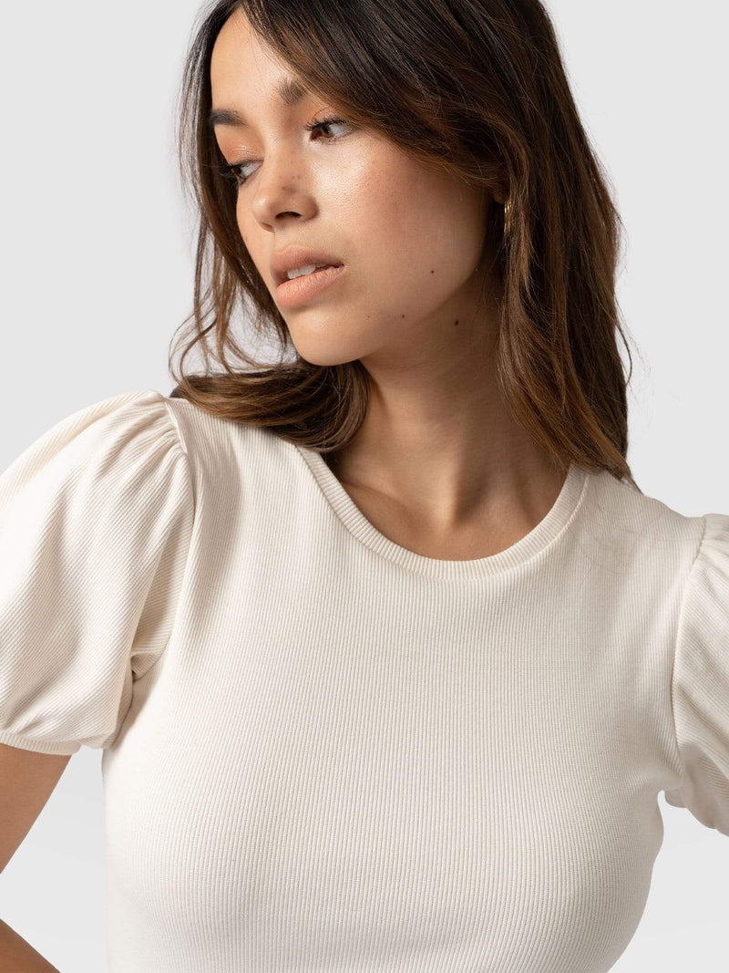 Cavendish Tee Puff Sleeve Cream - Women's T-Shirts | Saint + Sofia® USA
