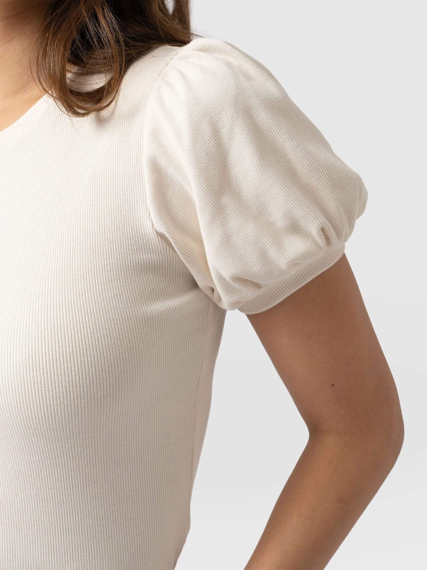 Cavendish Tee Puff Sleeve Cream - Women's T-Shirts | Saint + Sofia® USA