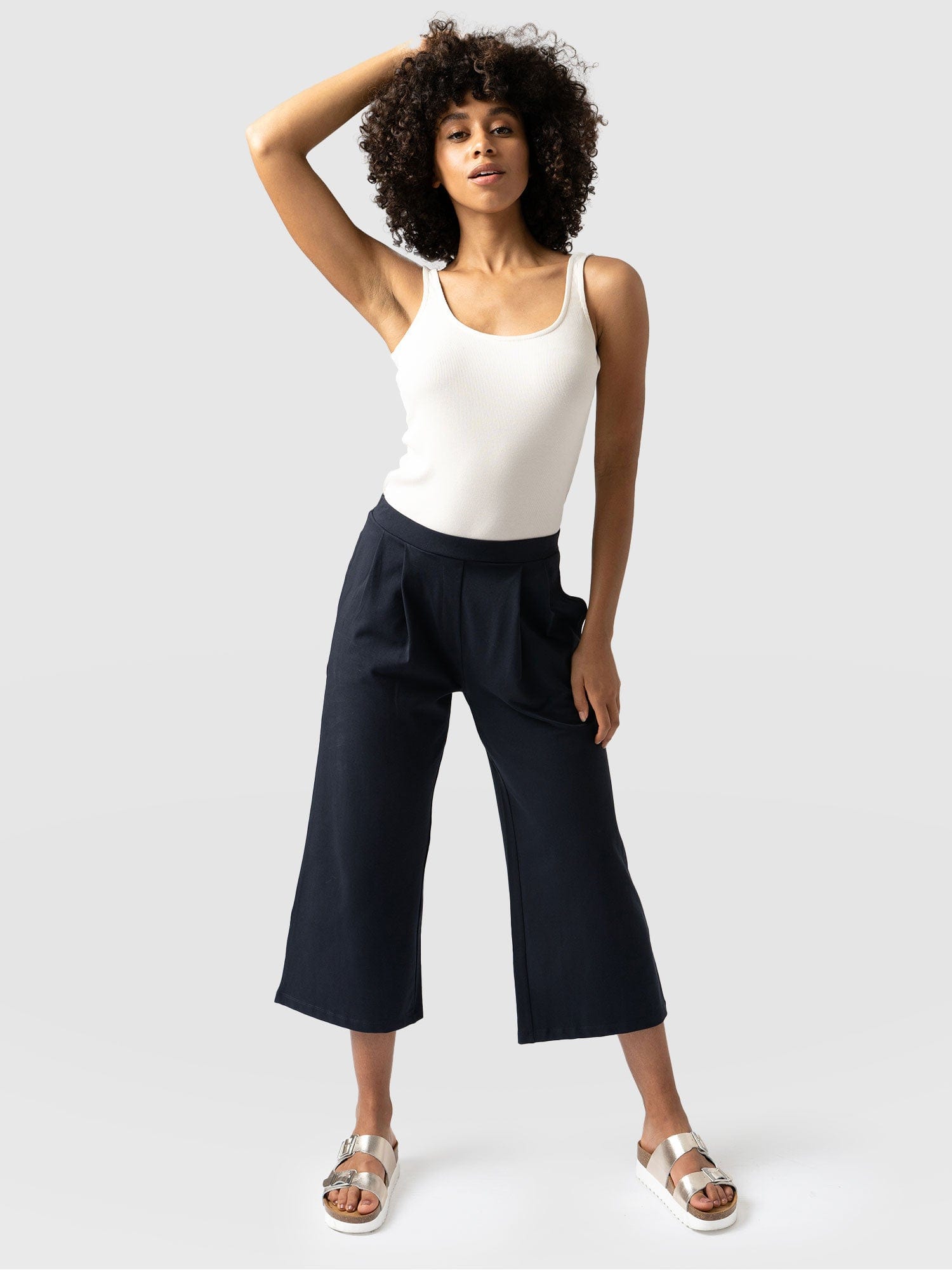 City Culotte Navy - Women's Culottes | Saint + Sofia® USA