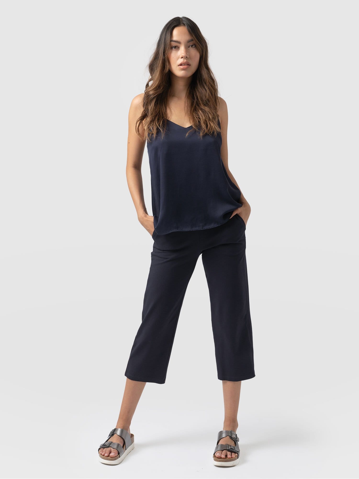 City Culotte Navy - Women's Culottes | Saint + Sofia® USA