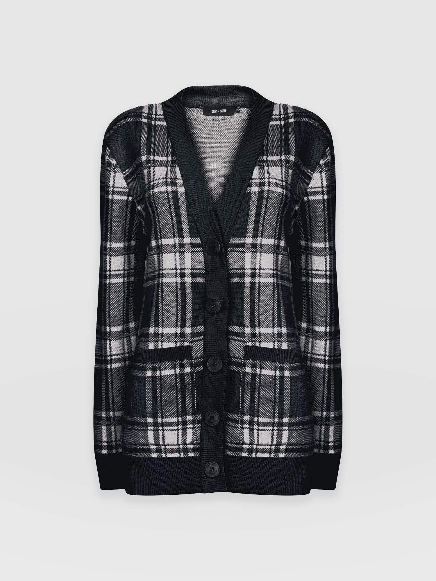 College Cardigan Navy Check - Women's Cardigans | Saint + Sofia® USA