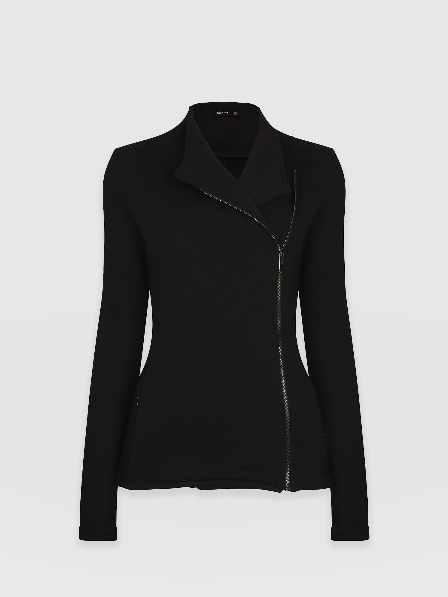 Cotton Biker Jacket Black - Women's Jackets | Saint + Sofia® USA