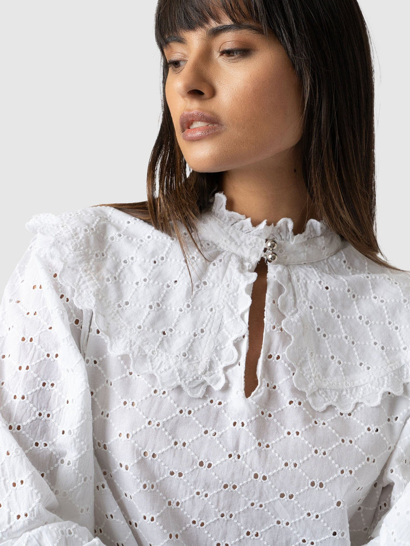 Courtney Collar Blouse White - Women's Shirts | Saint + Sofia® USA