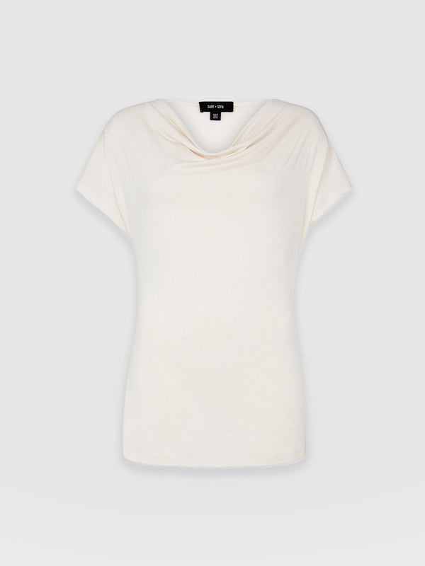 Cowl Neck Tee Cream - Women's T-Shirts | Saint + Sofia® USA
