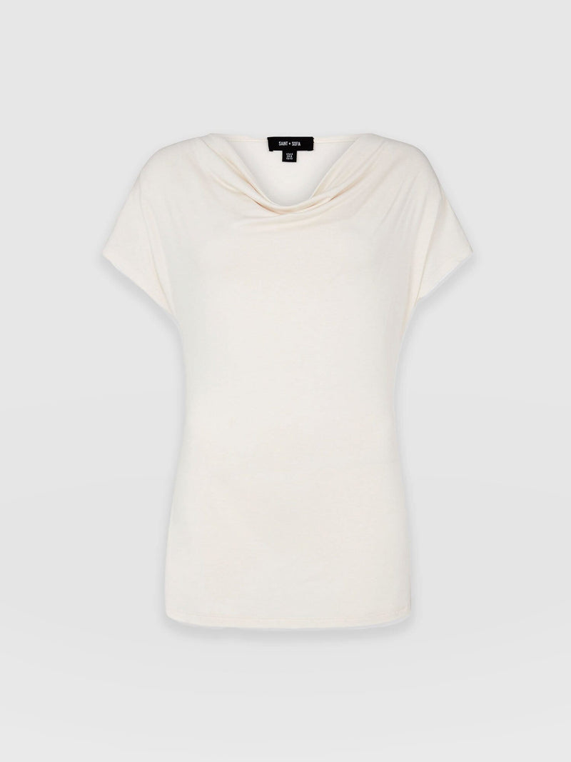 Cowl Neck Tee Cream - Women's T-Shirts | Saint + Sofia® USA