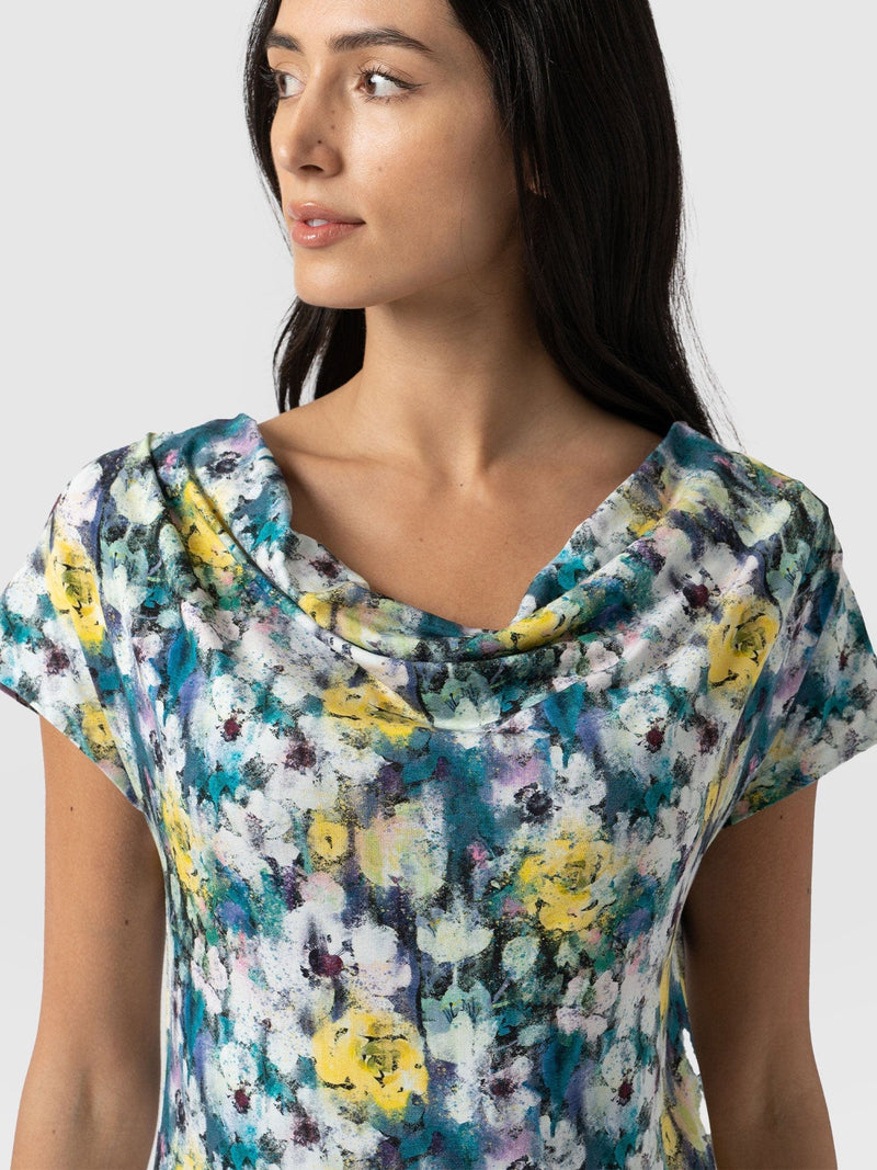 Cowl Neck Tee Misty Floral - Women's T-Shirts | Saint + Sofia® UK