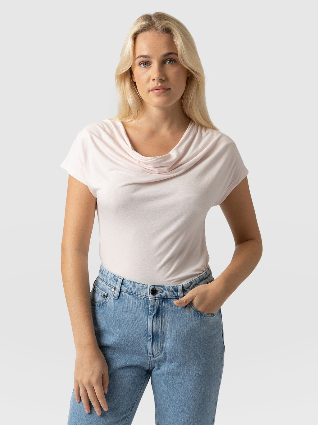 Cowl Neck Tee - Cream