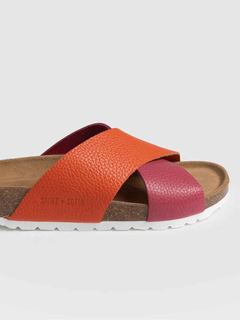 Cross Over Slides Orange & Pink - Women's Sandals | Saint + Sofia® USA