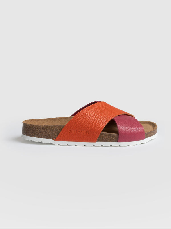 Cross Over Slides Orange & Pink - Women's Sandals | Saint + Sofia® USA