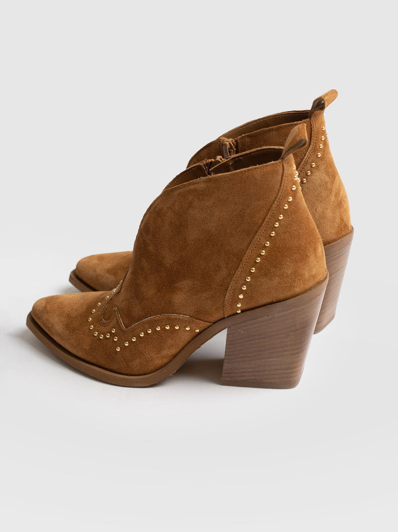 Dallas Studded Ankle Boot Tan - Women's Leather Boots | Saint + Sofia® USA