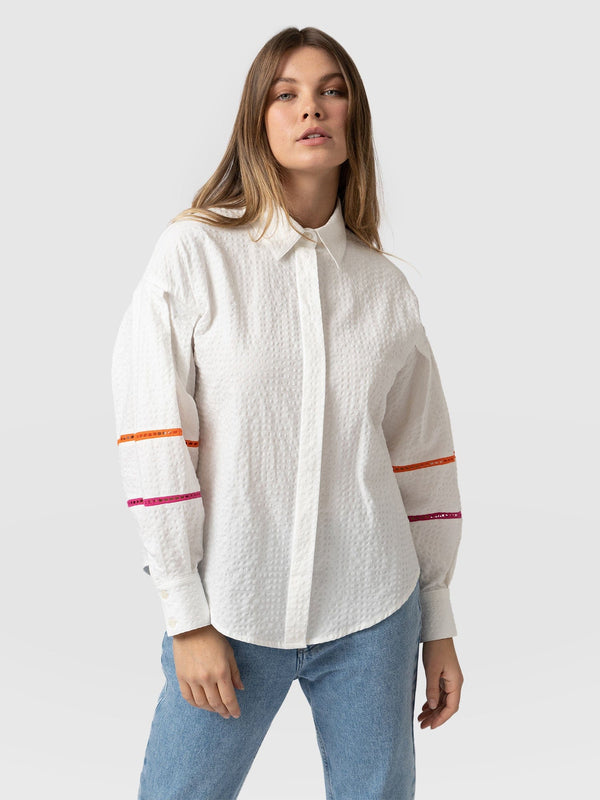 Debbie Puff Sleeve Cream - Women's Shirts | Saint + Sofia® USA