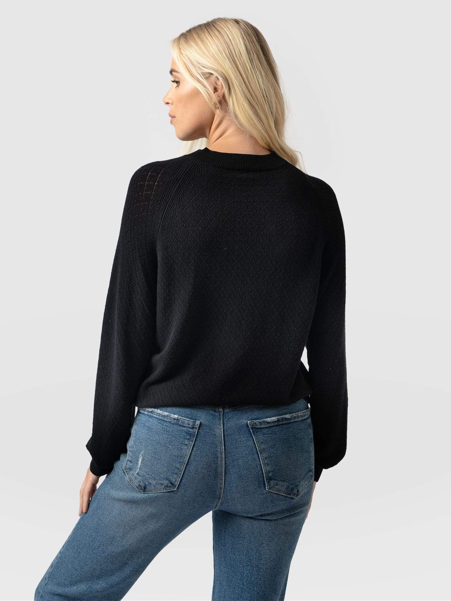 Diamond Knit sweater Black - Women's Sweaters | Saint + Sofia® USA