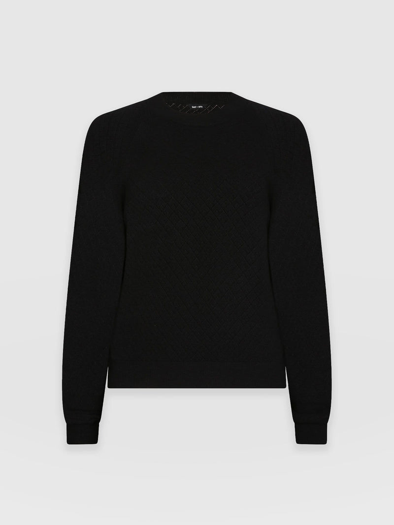 Diamond Knit sweater Black - Women's Sweaters | Saint + Sofia® USA