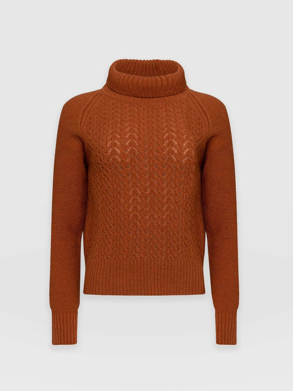 Glen Cable Knit sweater Brown - Women's Sweaters | Saint + Sofia® USA