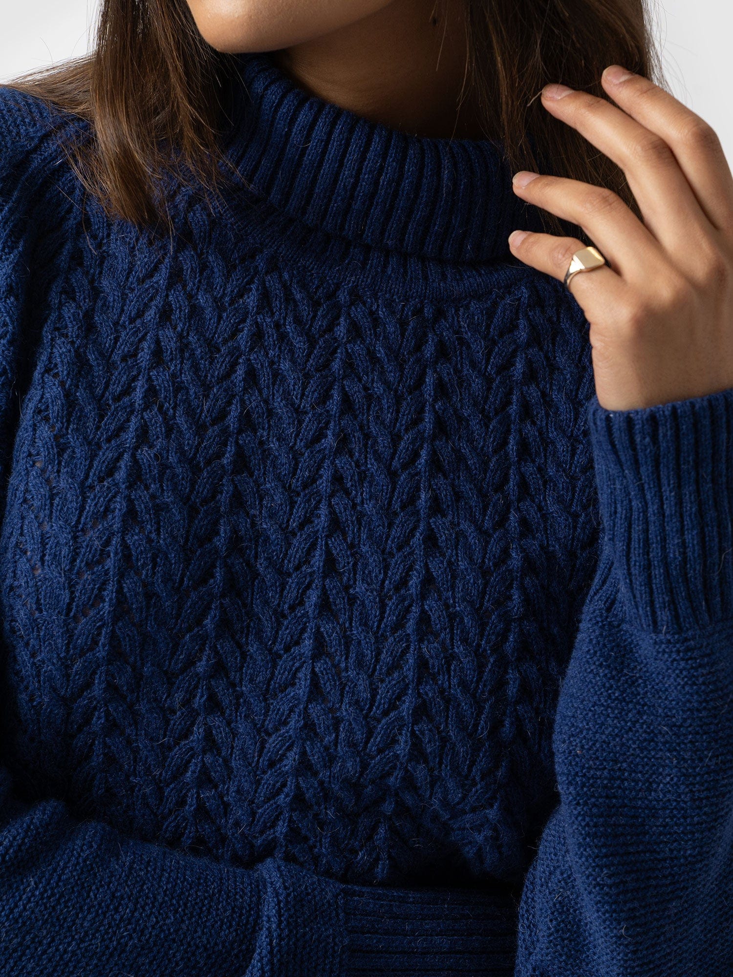 Glen Cable Knit Sweater Blue - Women's Sweaters | Saint + Sofia® USA