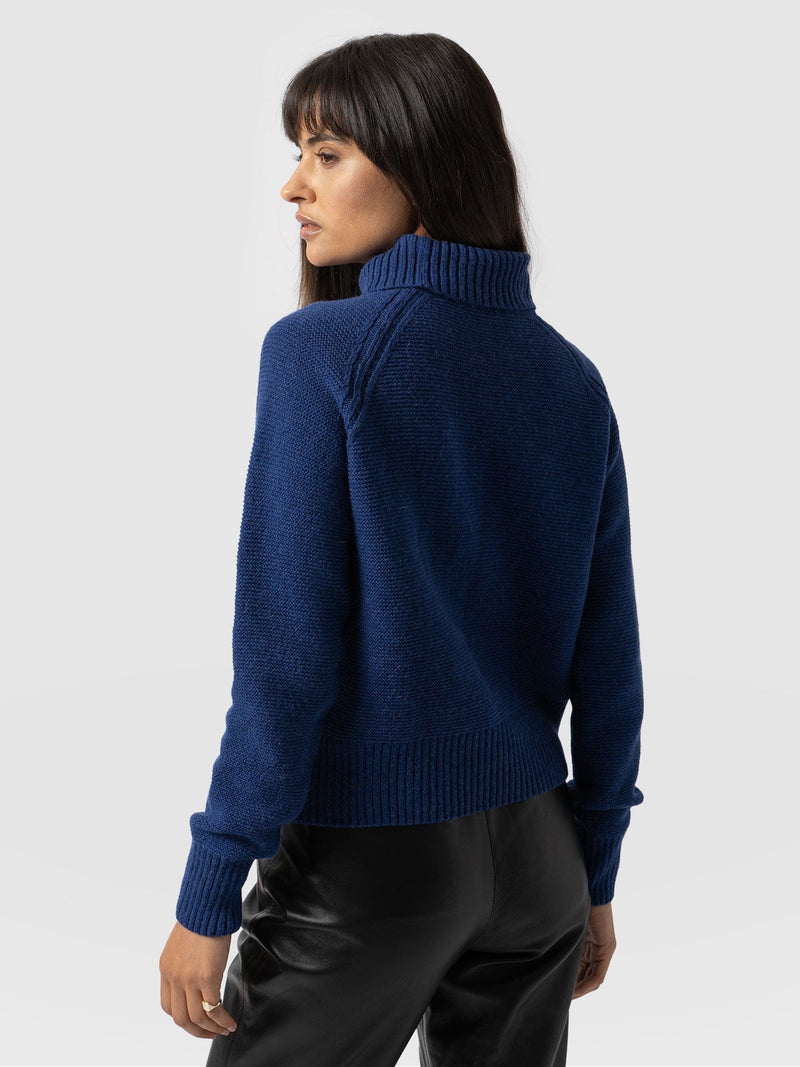 Glen Cable Knit Sweater Blue - Women's Sweaters | Saint + Sofia® USA