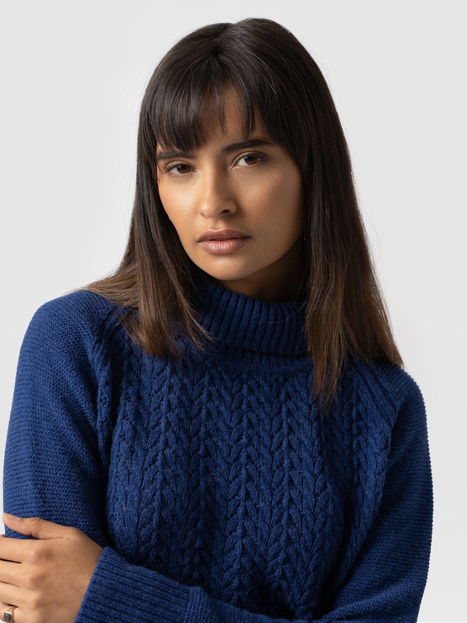 Glen Cable Knit Sweater Blue - Women's Sweaters | Saint + Sofia® USA