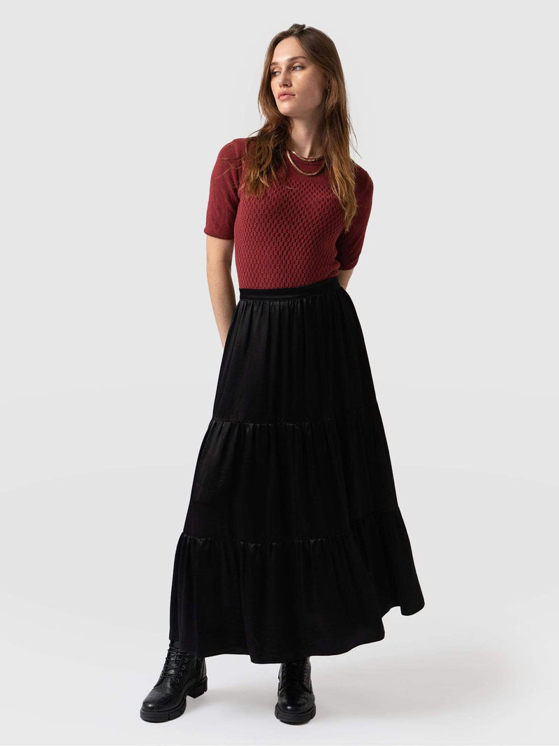 Greenwich Skirt Glossy Black - Women's Skirts | Saint + Sofia® USA