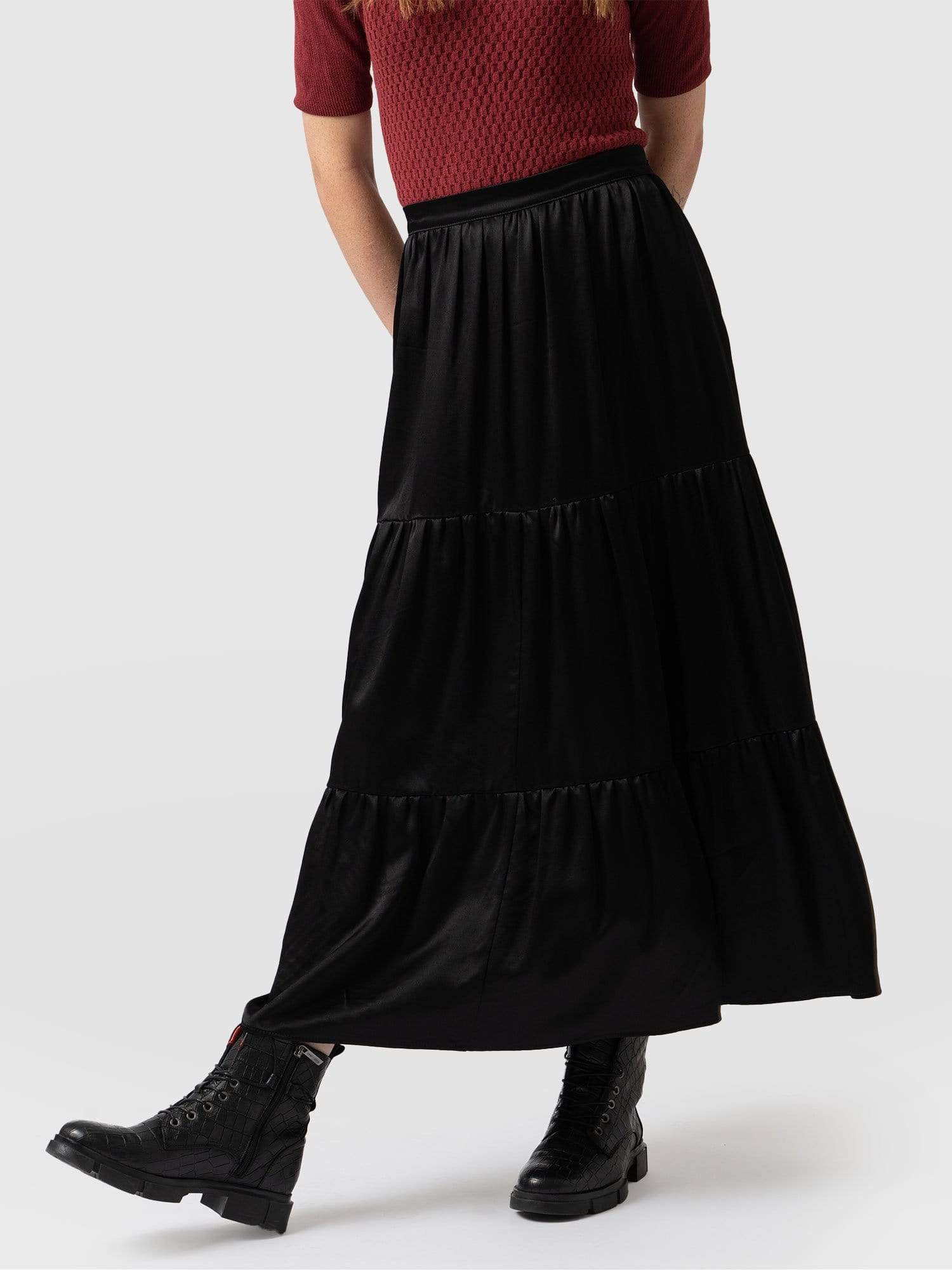 Greenwich Skirt Glossy Black - Women's Skirts | Saint + Sofia® USA