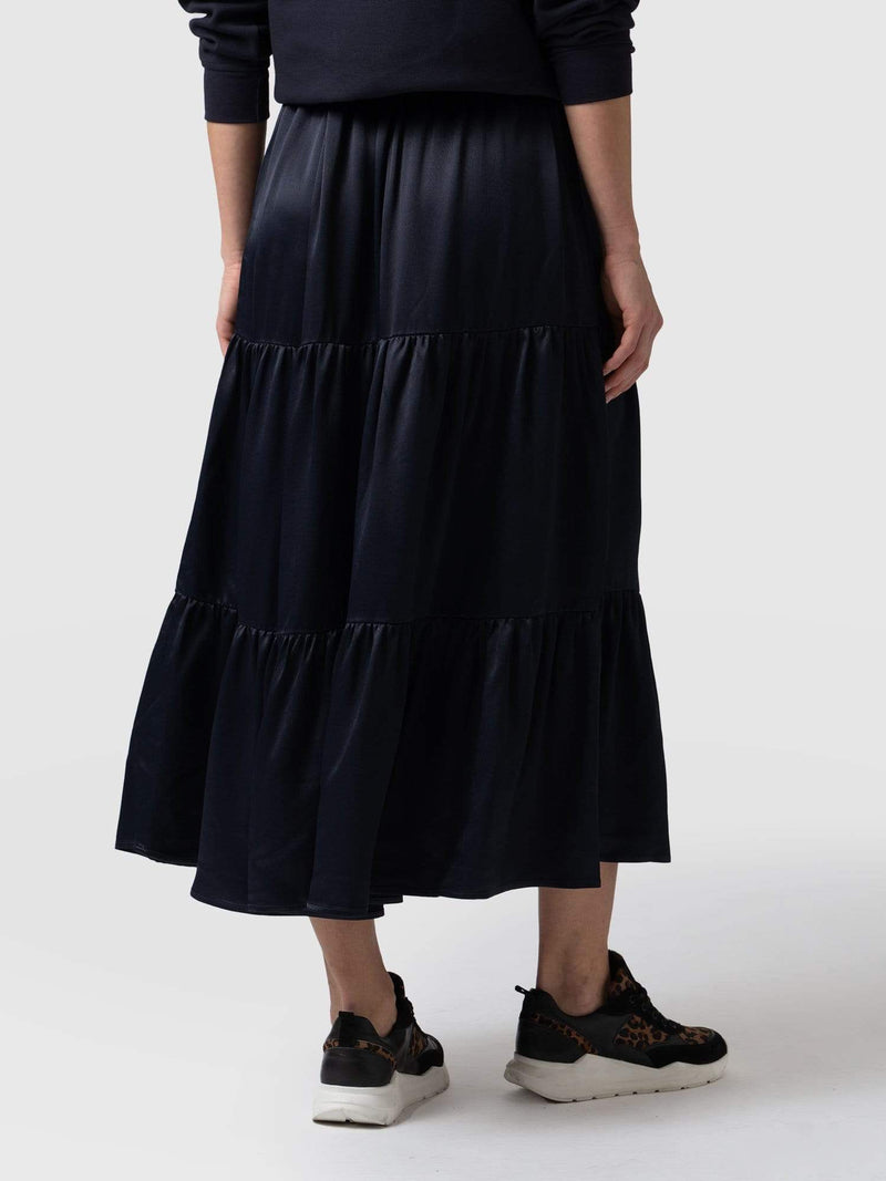 Greenwich Skirt Navy Viscose - Women's Skirts | Saint + Sofia® USA