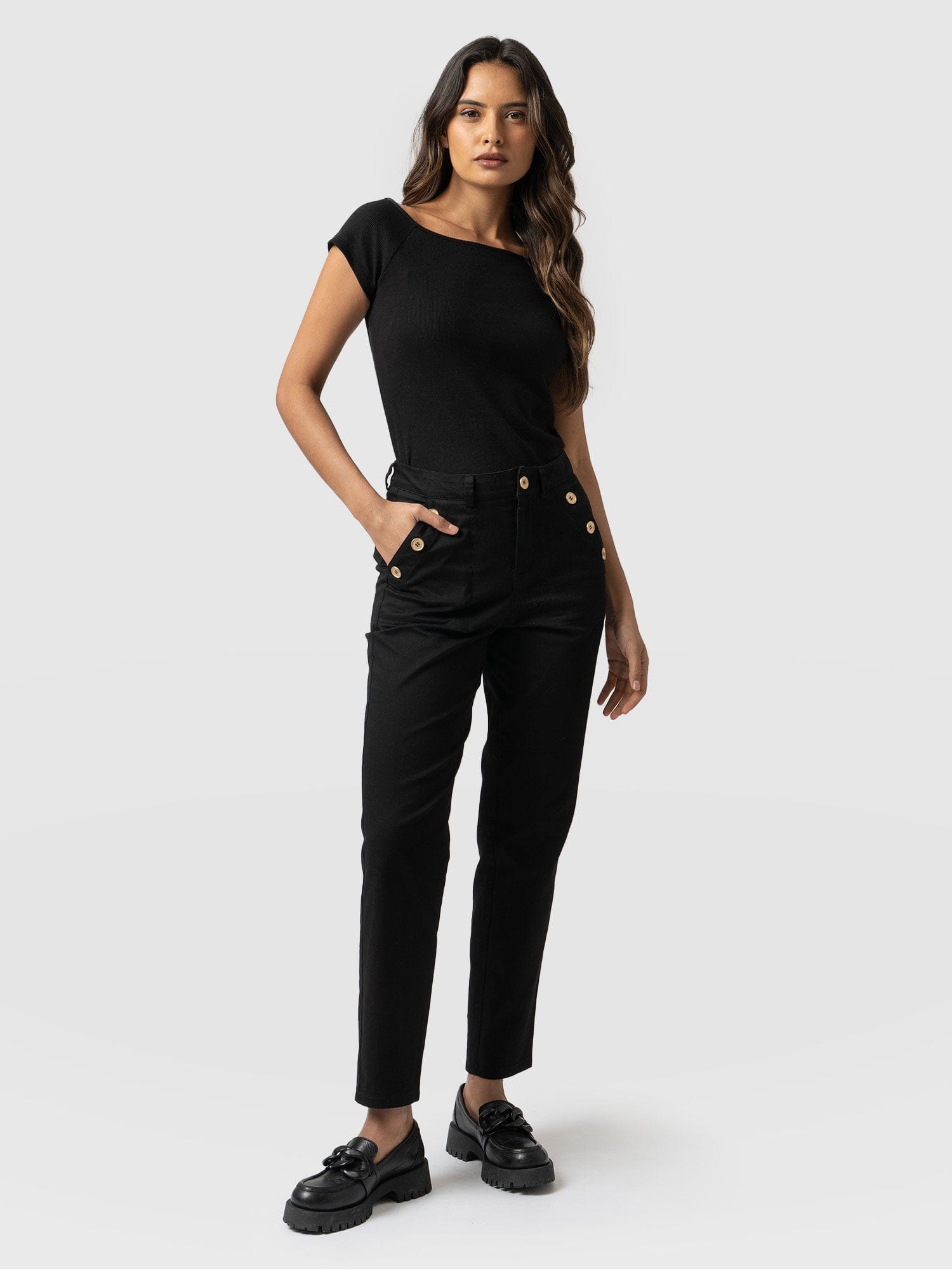 Gwe Chino Black - Women's Pants | Saint + Sofia® USA