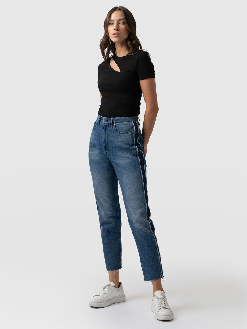 Hayley Side Panel Jean Mid Blue - Women's Jeans | Saint + Sofia® UK