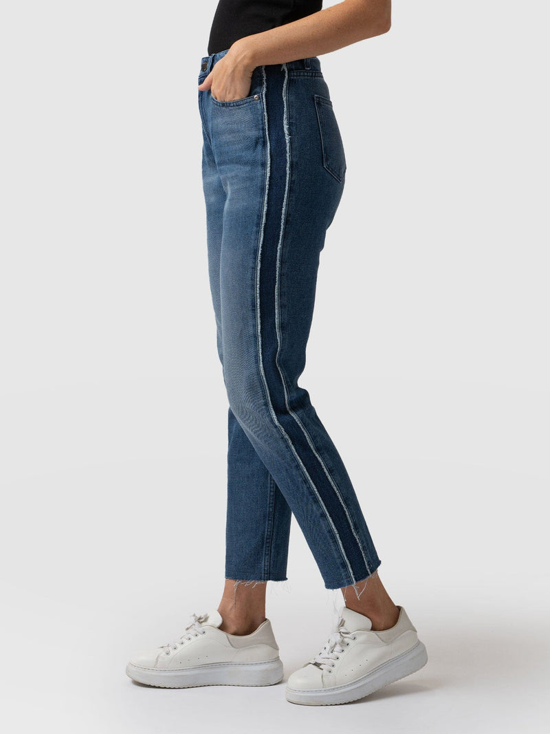 Hayley Side Panel Jean Mid Blue - Women's Jeans | Saint + Sofia® UK