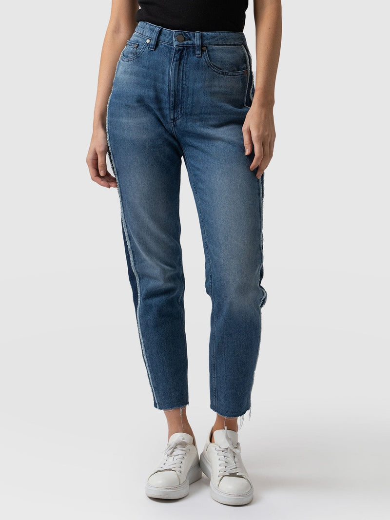 Hayley Side Panel Jean Mid Blue - Women's Jeans
