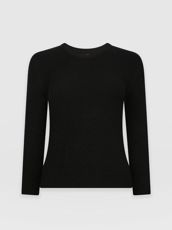 Honeycomb Rib sweater Black - Women's Sweaters | Saint + Sofia® USA