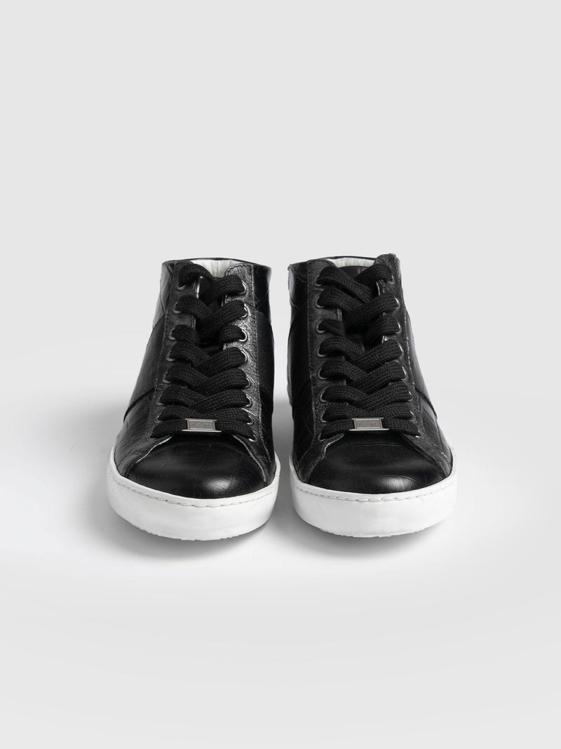 Hoxton Sneaker Metallic Black Croc - Women's Sneakers | Saint + Sofia® USA