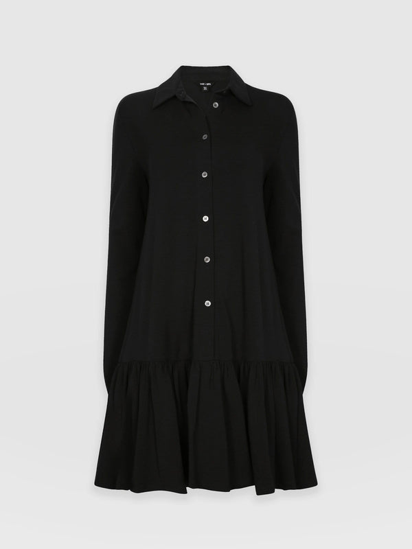 Jersey Ruffle Dress Black Sleeves - Women's Dresses | Saint + Sofia® USA