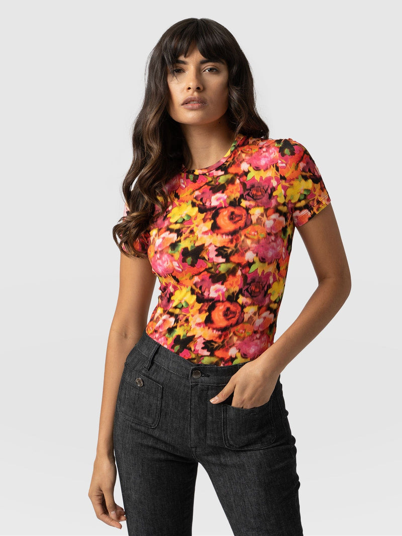 Jersey Short Sleeve Austen Crew Floral Haze - Women's T-Shirt | Saint + Sofia® USA