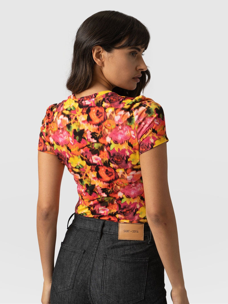 Jersey Short Sleeve Austen Crew Floral Haze - Women's T-Shirt | Saint + Sofia® USA