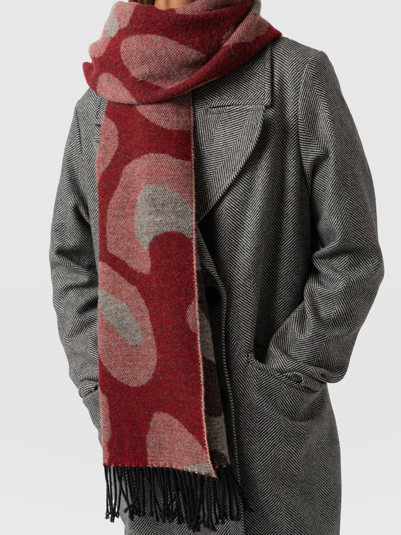 Leopard Skinny Scarf, Oxblood & Lancaster Red Recycled Polyester, Women