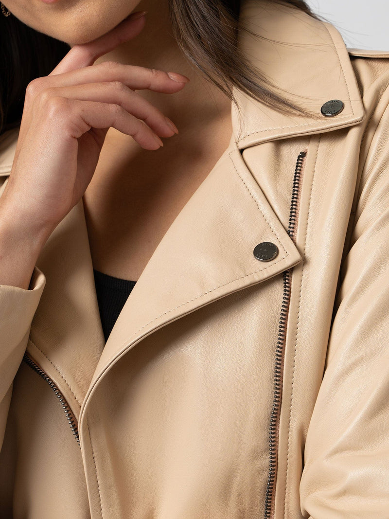 Nappa leather jacket with adjustable hem · Brown · Skirts