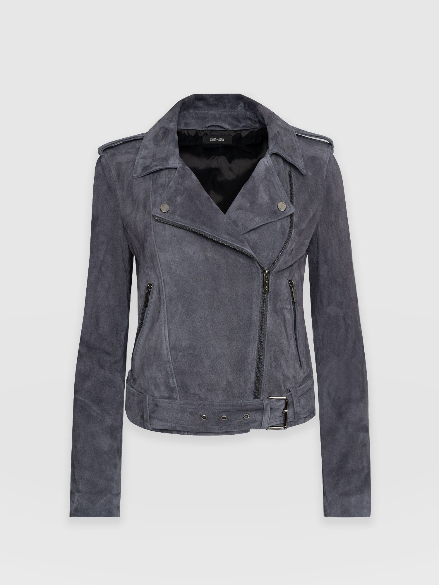 Luther Suede Jacket Charcoal - Women's Leather Jacket | Saint + Sofia® USA