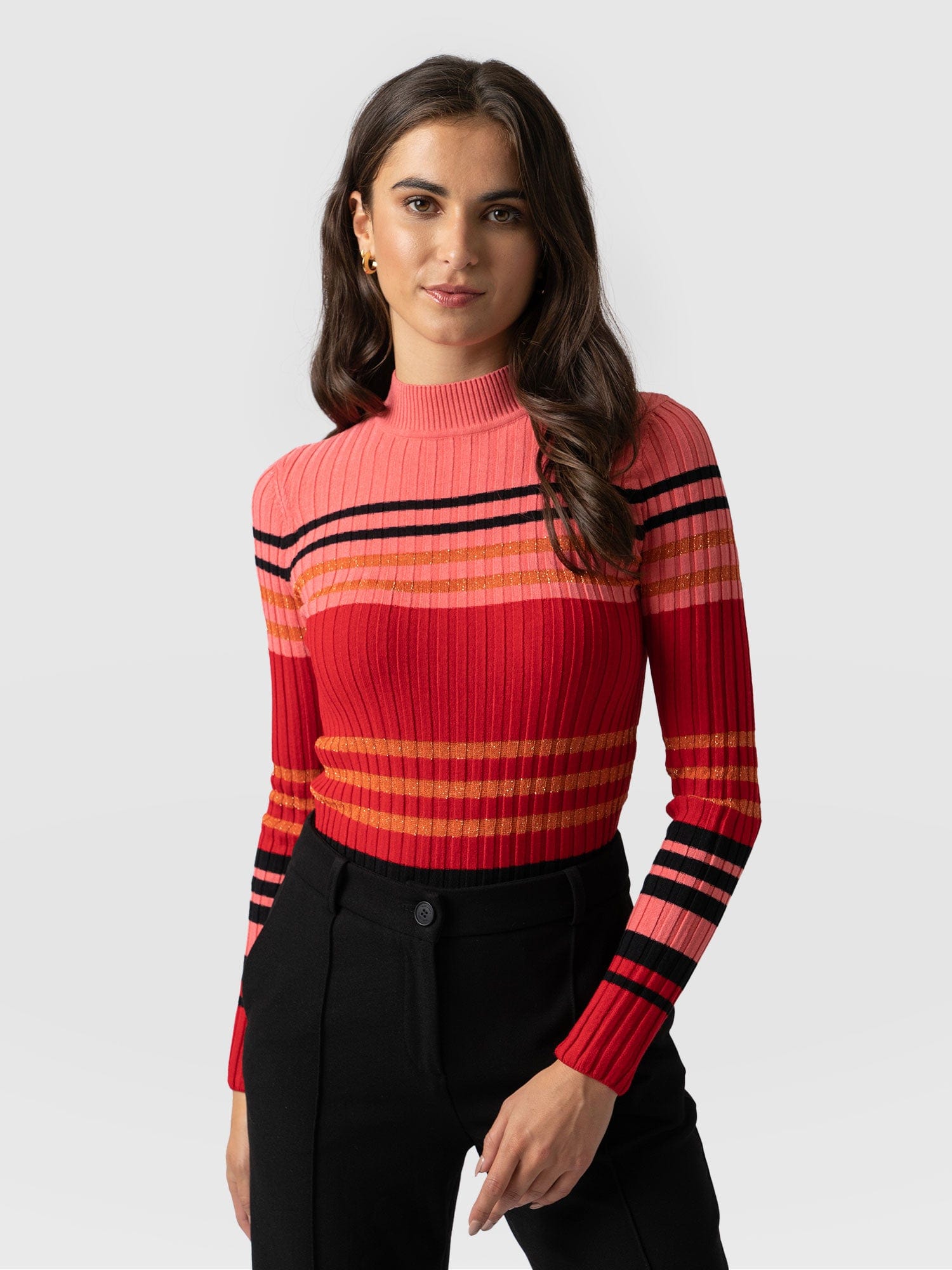 Maar Knit Top Multi Red Stripe - Women's Tops | Saint + Sofia® USA