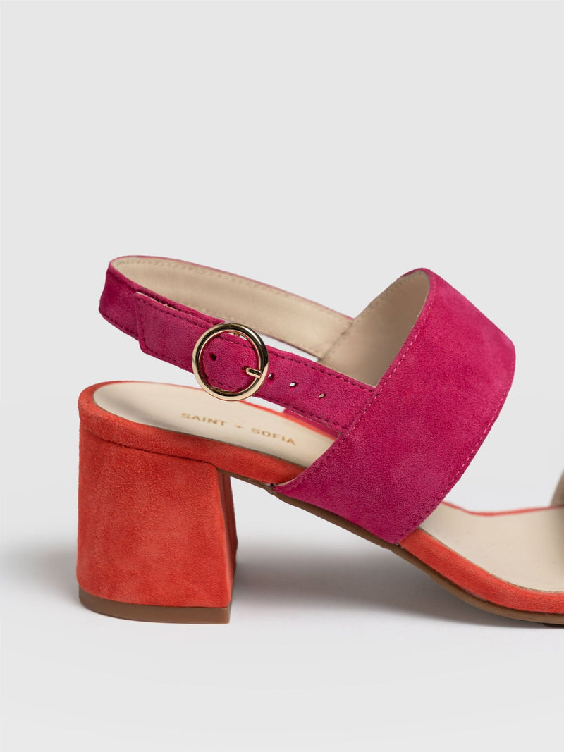 Maida Block Heeled Sandal Pink & Orange - Women's Shoes | Saint + Sofia® UK