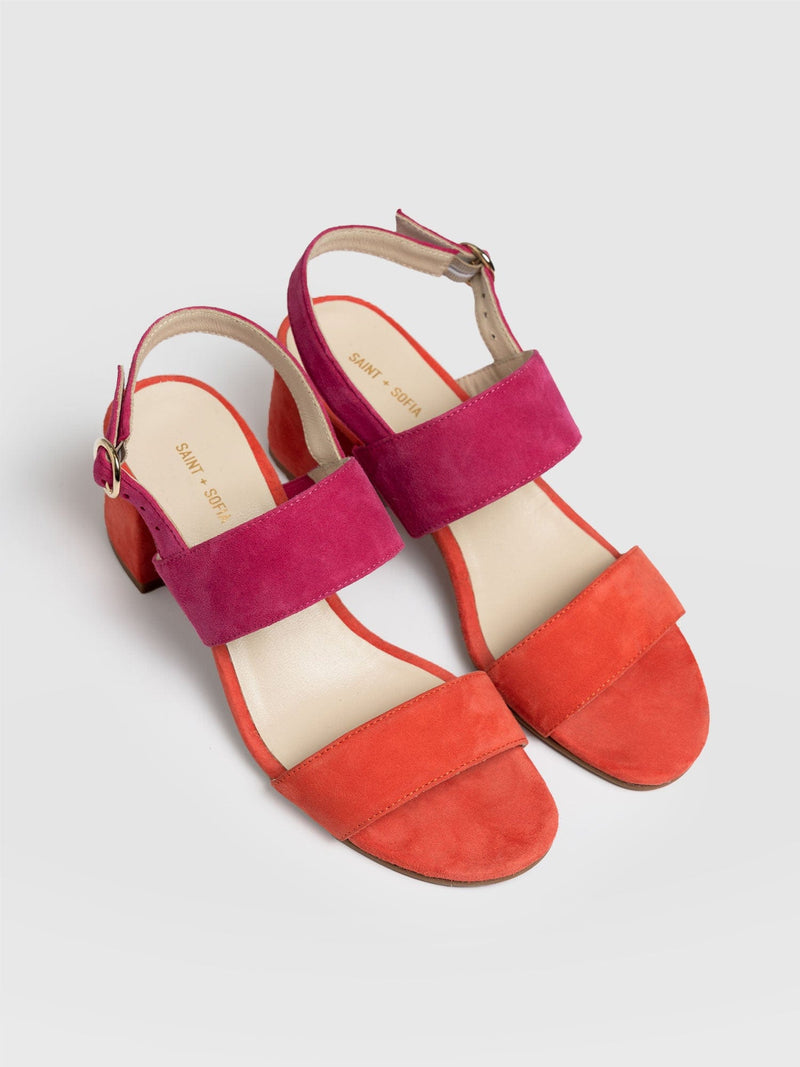 Maida Block Heeled Sandal Pink & Orange - Women's Shoes | Saint + Sofia® UK