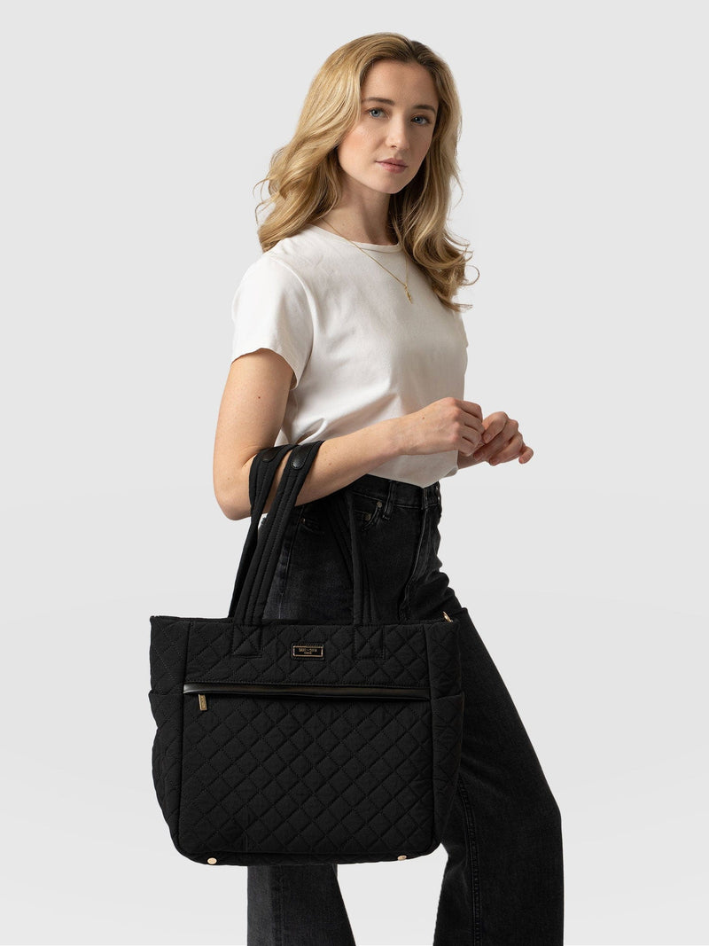 Marina Quilted Shopper Bag Black - Women's Bags | Saint + Sofia® USA