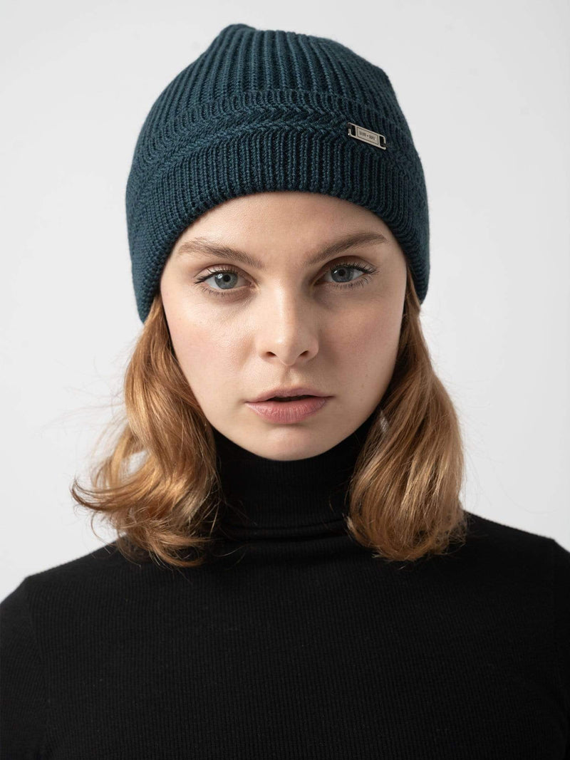 Merino Beanie Petrol - Women's Beanies | Saint + Sofia® USA