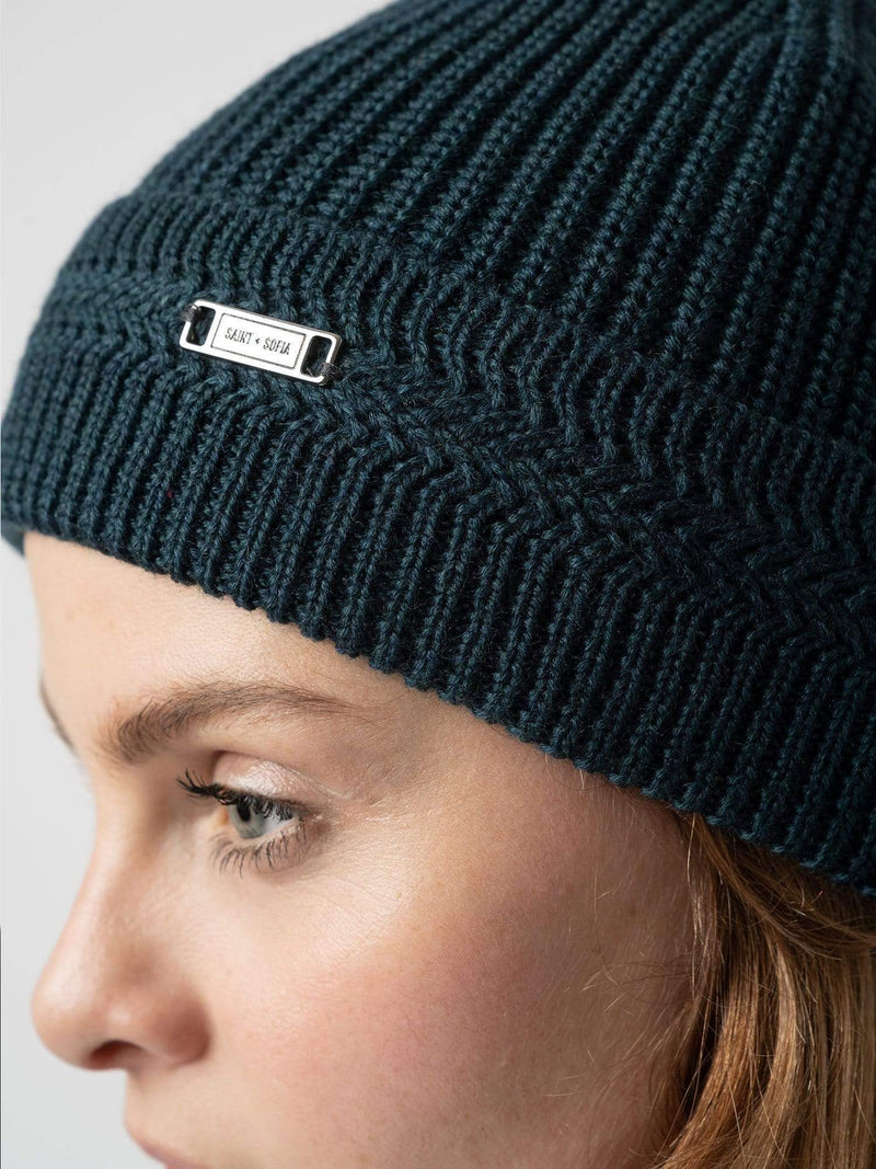 Merino Beanie Petrol - Women's Beanies | Saint + Sofia® USA