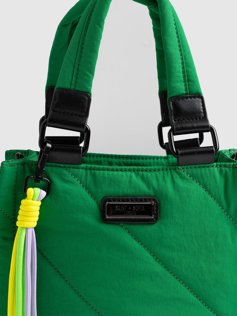 Prada Small Leather-trimmed Nylon Bucket Bag in Green