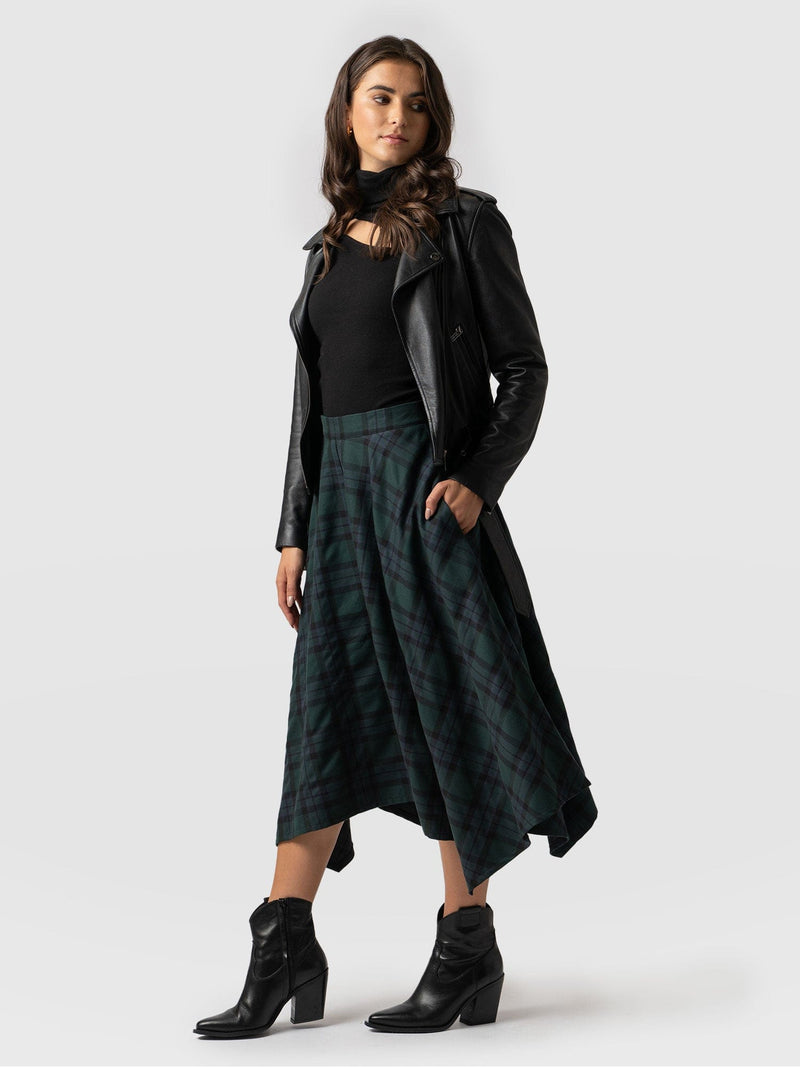 Noho Skirt Green Check - Women's Skirts | Saint + Sofia® UK