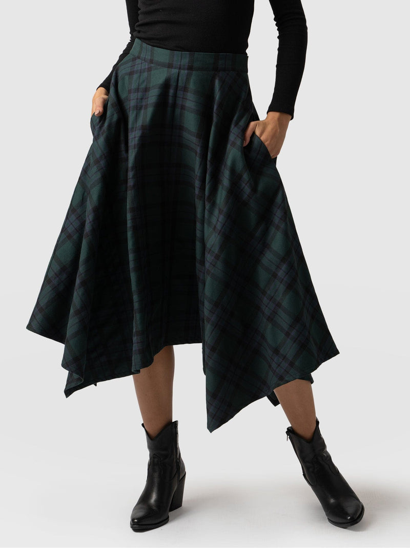 Noho Skirt Green Check - Women's Skirts | Saint + Sofia® UK