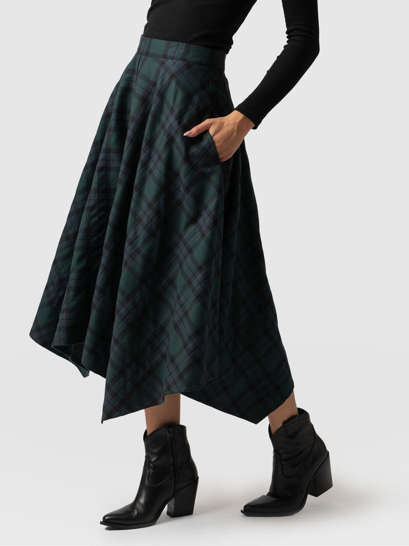 Noho Skirt Green Check - Women's Skirts | Saint + Sofia® UK